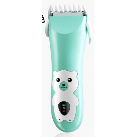 Epilare, tuns si ras - Masina De Tuns Bebelusi si Copii, Flippy, Display Digital, Lame Cermice si Inox, Fara Fir, Functie Anti Taiere, Silentios, 50 W, Rezistent la Apa, 2 Accesorii, Incarcator USB, Model Ursulet, Verde