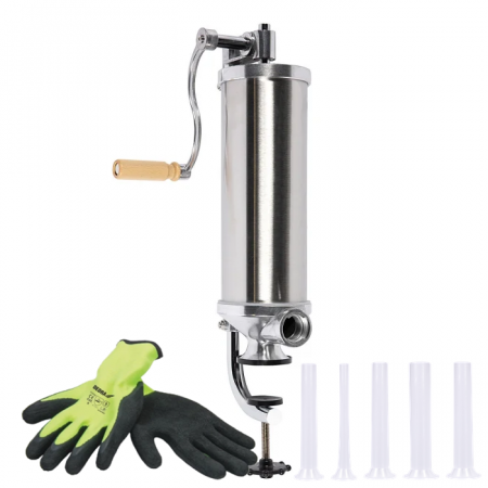 Pentru Casa si Camping - Masina de umplut carnati 2,5 kg vertical + manusi