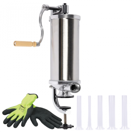 Pentru Casa si Camping - Masina de umplut carnati 3 kg vertical  + Manusi