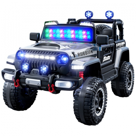 Masinute, vehicule pentru copii - Mașină Electrică pentru Copii, Flippy, Off-Road, Conectare Bluetooth, telecomandă, Tracțiune Integrală, Lumina Intermitenta, Baterie 12V 7Ah, 120x63x68cm, Alb