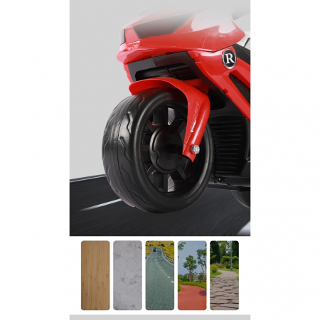Motocicletă Electrică cu 3 Roti, Flippy, Acumulator Încarcare, Anti-Rasturnare, Lumini, Sunete, Off-Road, Baterie 6V 4.5Ah, Telecomanda, 66x34x43cm, Rosu [3]