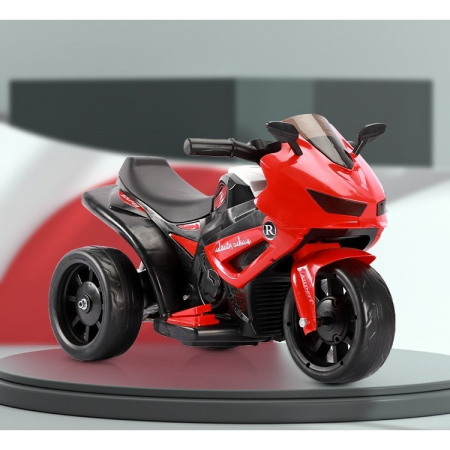 Motocicletă Electrică cu 3 Roti, Flippy, Acumulator Încarcare, Anti-Rasturnare, Lumini, Sunete, Off-Road, Baterie 6V 4.5Ah, Telecomanda, 66x34x43cm, Rosu [1]