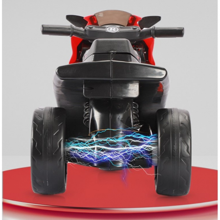 Motocicletă Electrică cu 3 Roti, Flippy, Acumulator Încarcare, Anti-Rasturnare, Lumini, Sunete, Off-Road, Baterie 6V 4.5Ah, Telecomanda, 66x34x43cm, Rosu [6]