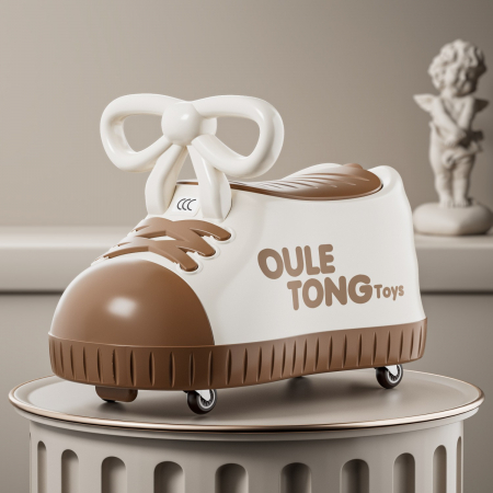 Masina pentru Copii, Flippy, Model Pantof, 4 Roti, 1-6 ani, Cutie de Depozitare, din ABS, 48 x 27 x 34 cm, Maro [7]