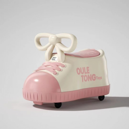 Masina pentru Copii, Flippy, Model Pantof, 4 Roti, 1-6 ani, Cutie de Depozitare, din ABS, 48 x 27 x 34 cm, Roz [1]