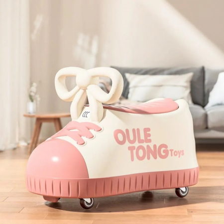 Masina pentru Copii, Flippy, Model Pantof, 4 Roti, 1-6 ani, Cutie de Depozitare, din ABS, 48 x 27 x 34 cm, Roz [3]