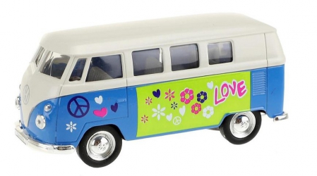 Masinute - Machete - Masinuta autobuz Welly Volkswagen 1963 1:34, 11 cm,  Albastru
