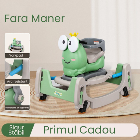 Masinuta Balansor Multifunctionala pentru Copii, Flippy, Model Cal Scooter de tip Masinuta Balansor, Varsta 1-3 ani, 84 x 80 x 58 cm, fara Maner, Verde [1]