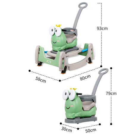 Masinuta Balansor Multifunctionala pentru Copii, Flippy, Model Cal Scooter de tip Masinuta Balansor, Varsta 1-3 ani, 93 x 80 x 58 cm, cu Maner, Verde [7]