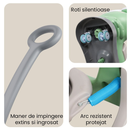 Masinuta Balansor Multifunctionala pentru Copii, Flippy, Model Cal Scooter de tip Masinuta Balansor, Varsta 1-3 ani, 93 x 80 x 58 cm, cu Maner, Verde [2]