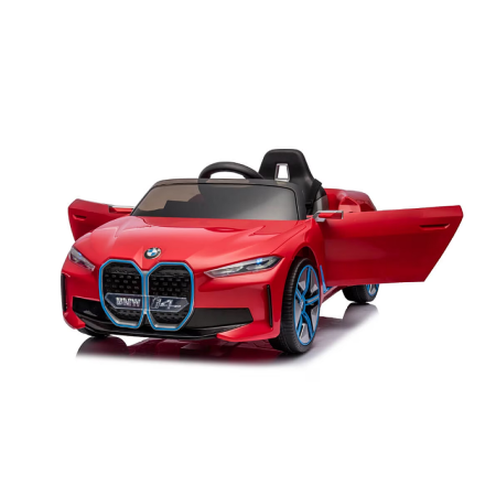 Masinute, vehicule pentru copii - Mașinuță cu acumulator pentru copii BMW I4 cu doua usi, 12V-7Ah, LED, MP3, USB, Radio, Polipropilenă, oțel si scaun din piele ecologică