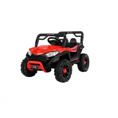 Jucarii, Copii & Bebe - Masinuta Electrica Flippy, pe 4 Roti, Tip Jeep, cu Telecomanda Bluetooth, 2 Usi,cu Acumulator, Sistem Anti-Rasturnare, Sistem de Lumini si Sunet, 2-8 Ani, 100 x 61 x 62 cm, Rosu