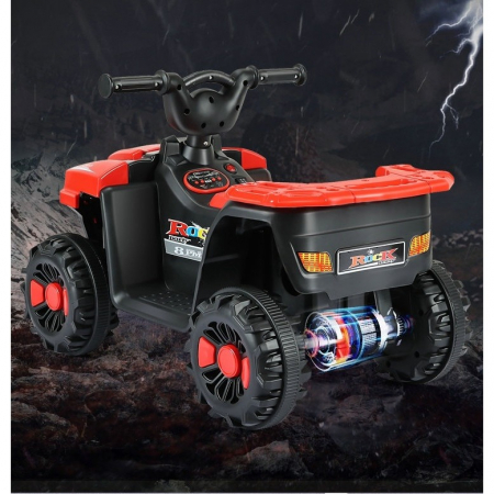 Lichidare Masinuta Electrica Flippy, pe 4 Roti, Tip ATV, cu Acumulator, Sistem Anti-Rasturnare, Sistem de Lumini si Sunet, 2-5 Ani, 70 x 43 x 48 cm, Rosu [4]
