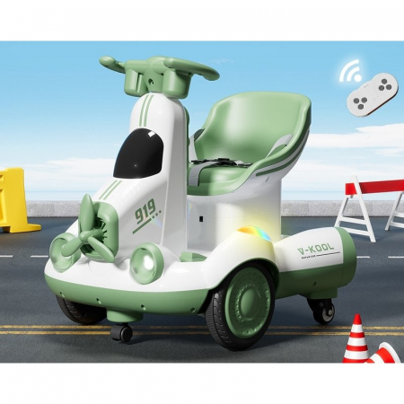 Masinuta Electrica, Flippy, pe 4 Roti, cu Telecomanda, Lumini Led si Muzica, +2 ani, Inaltime Reglabila, Verde [1]