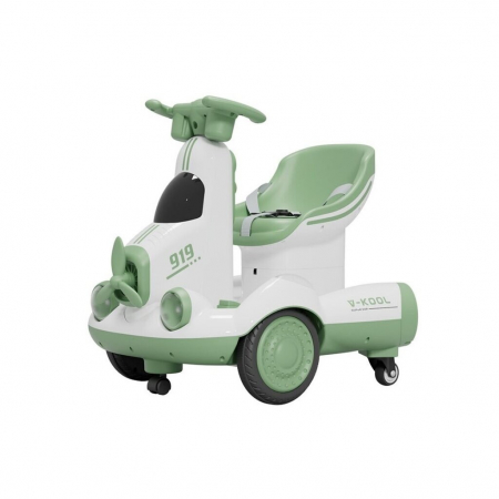 Jucarii, Copii & Bebe - Masinuta Electrica, Flippy, pe 4 Roti, cu Telecomanda, Lumini Led si Muzica, +2 ani, Inaltime Reglabila, Verde
