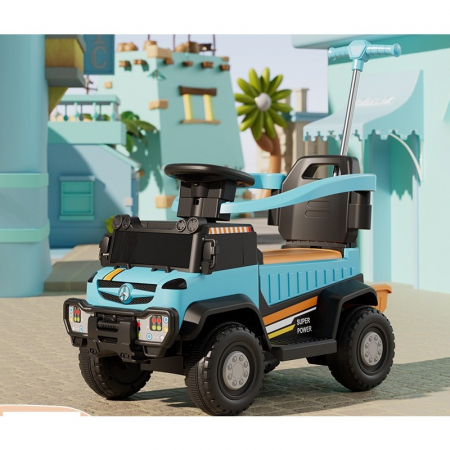 Masinuta Electrica, Flippy, pe 4 Roti, cu Telecomanda si Maner Detasabil, Cos de Depozitare, Lumini Led si Muzica, +1 an, Greutate Portanta 40 kg, Albastru [1]