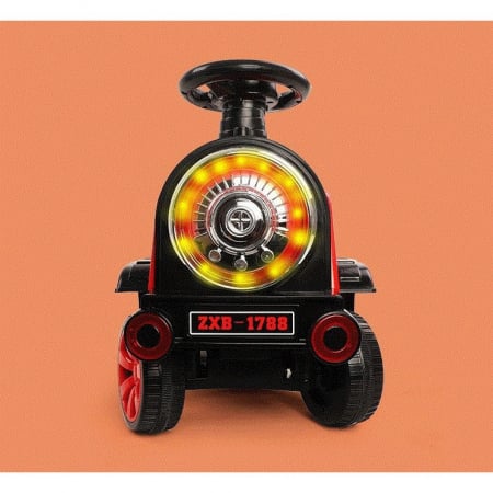 Masinuta Electrica Flippy, Tip Trenulet cu Vagon Detasabil, Pentru 2 Persoane,cu Telecomanda, Lumini si Sunete, Locomotiva cu Vapori de Abur, 1-6 Ani, 46 x 33 x 72 cm, Rosu [4]