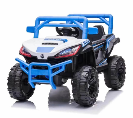 Jucarii, Copii & Bebe - Masinuta electrica pentru copii cu 2 locuri, 4x4, sezut din piele si lumini led - Albastru