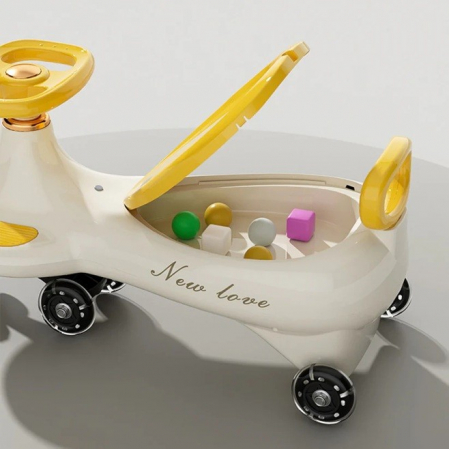 Masinuta, Flippy, 1-8 Ani, Rotire 360 Grade, Anti-rasturnare, Roti Silentioase, Impingere, Bluetooth, 66 x 32 x 37 cm, Galben [2]