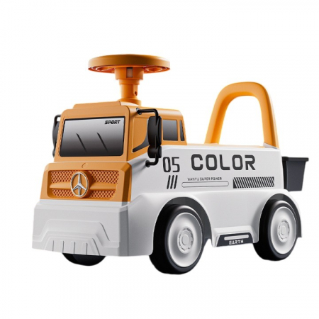 Jucarii, Copii & Bebe - Mașinuță pentru copii, Flippy, 3 ani, Model Camion, Sport, Claxon, Cutie Depozitare, 62x26x40 cm, Portocaliu