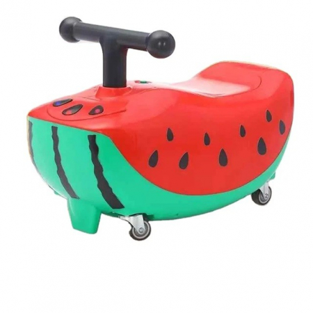 Jucarii, Copii & Bebe - Masinuta pentru Copii, Flippy, Model Pepene Rosu, 4 Roti, Anti-Rasturnare, 1-3 Ani, Impingere, Rosu/Verde