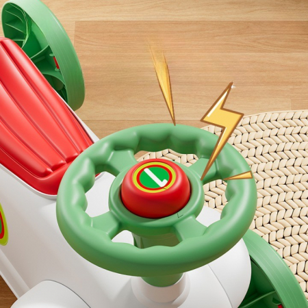 Masinuta Ride-On Flippy, cu Sistem Anti-Rasturnare, Claxon pe Volan, 1-6 Ani, 60 x 28 x 34 cm, Alb-Verde [2]