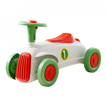 Sub 99 Lei - Masinuta Ride-On Flippy, cu Sistem Anti-Rasturnare, Claxon pe Volan, 1-6 Ani, 60 x 28 x 34 cm, Alb-Verde