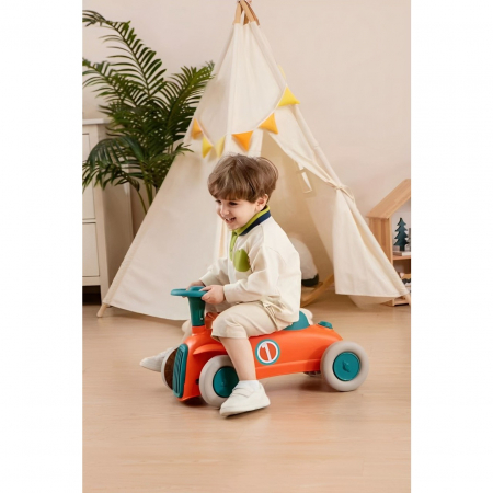 Masinuta Ride-On Flippy, cu Sistem Anti-Rasturnare, Claxon pe Volan, 1-6 Ani, 60 x 28 x 34 cm, Rosu-Albastru [3]