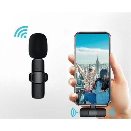 Microfon Lavaliera Wireless, Flippy, 1 Microfon si 1 Receptor 3.5 mm, Autonomie 1-3h, Bluetooth 5.0, &gt;70dB, Baterie 50 mAh, Negru [5]