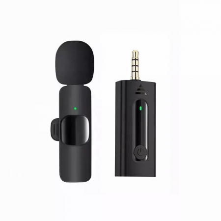 GSM - Microfon Lavaliera Wireless, Flippy, 1 Microfon si 1 Receptor 3.5 mm, Autonomie 1-3h, Bluetooth 5.0, &gt;70dB, Baterie 50 mAh, Negru