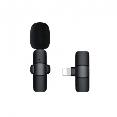 Alte Accesorii Telefoane - Microfon Lavaliera Wireless, Flippy, 1 Microfon si 1 Receptor Tip Lightning, Autonomie 1-3h, Bluetooth 5.0, 70dB, Baterie 50 mAh, Negru