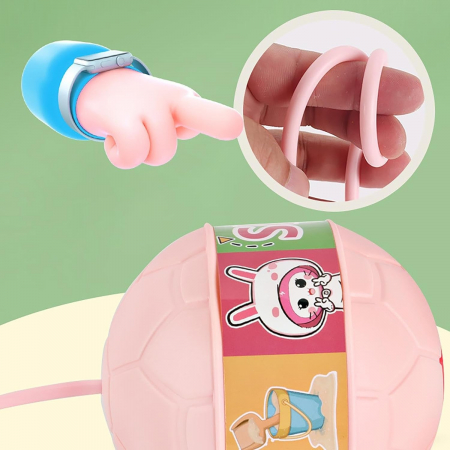 Minge pentru Sarit, Flippy, Tip Coarda Hula Hoop, Cerc 12 cm, Coarda 52 cm, Minge 12 x 11 cm, Functie Iluminat, 4-6 Ani, Plastic, Roz [6]