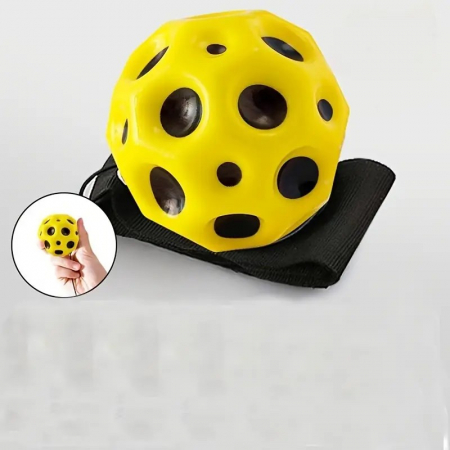 Minge Saltareata Hiperelastica, Flippy, Space Moon Ball foarte Elastica, Antistress pentru Copii, Diametru 66 mm, Galben [4]
