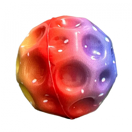 Jucarii, Copii & Bebe - Minge Saltareata Hiperelastica, Flippy, Space Moon Ball foarte Elastica, Antistress pentru Copii, Diametru 66 mm, Multicolor Rosu