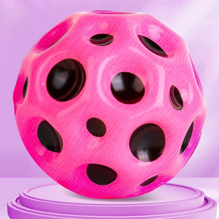 Minge Saltareata Hiperelastica, Flippy, Space Moon Ball foarte Elastica, Antistress pentru Copii, Diametru 66 mm, Roz [1]