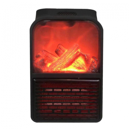 Sub 99 Lei - Mini Aeroterma Puternica Portabila Flippy, Putere 500W, Mini radiator electric cu Display LCD, efect de semineu si flacara, cu telecomanda