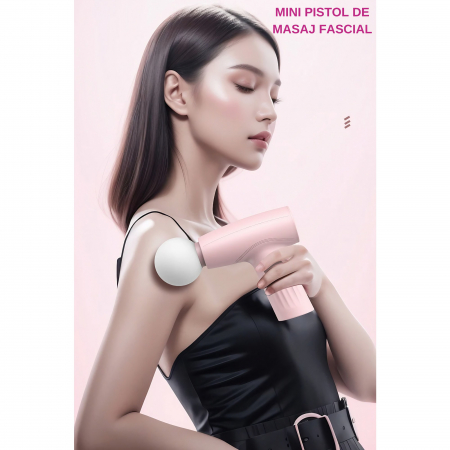 Mini Aparat de Masaj, Flippy, Tip Pistol, Incarcare USB Tip C, Portabil, Pentru Relaxare Musculara, Autonomie 120 Min, 3 Trepte de Viteza, Roz [12]