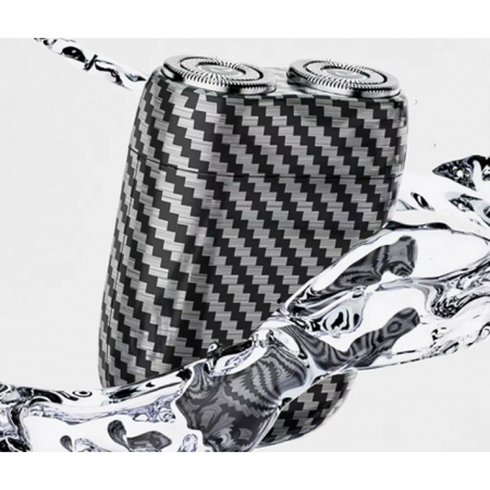 Mini Aparat de Ras Electric, Flippy, din ABS cu Fibra de Carbon, Portabil, Cap Rotativ Detasabil cu 2 Lame de Otel, Rezistent la Apa, Incarcare Type-C, Autonomie 45 min, Alb/Negru [4]