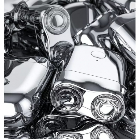 Mini Aparat de Ras Electric, Flippy, din ABS cu Fibra de Carbon, Portabil, Cap Rotativ Detasabil cu 2 Lame de Otel, Rezistent la Apa, Incarcare Type-C, Autonomie 45 min, Argintiu [4]