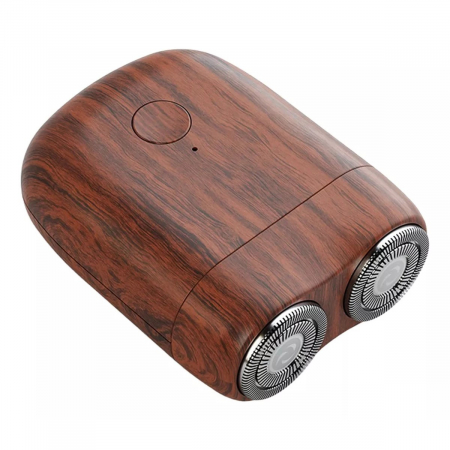 Mini Aparat de Ras Electric, Flippy, din ABS cu Fibra de Carbon, Portabil, Cap Rotativ Detasabil cu 2 Lame de Otel, Rezistent la Apa, Incarcare Type-C, Autonomie 45 min, Maro [5]