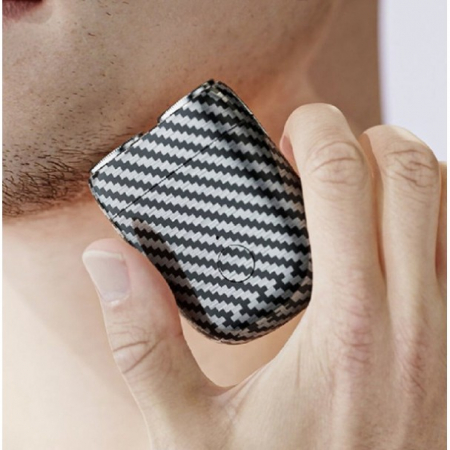 Mini Aparat de Ras Electric, Flippy, din ABS cu Fibra de Carbon, Portabil, Cap Rotativ Detasabil cu 2 Lame de Otel, Rezistent la Apa, Incarcare Type-C, Autonomie 45 min, Alb/Negru [5]