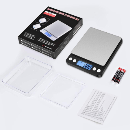 Mini Cantar Electronic, Flippy, pentru Alimente/Bijuterii, max 3 Kg, 2 x AA, 12.7 x 10.6 x 1.9 cm, Negru/Gri [3]