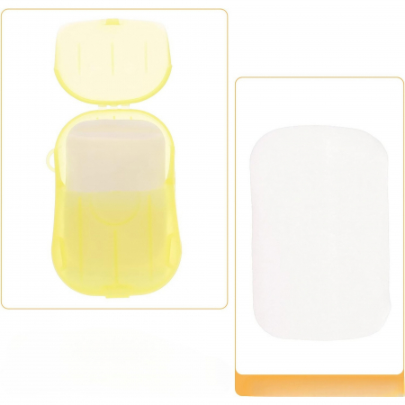 Mini Cutie de Sapun din Hartie, Flippy, de Unica Folosinta, Portabila, Potrivit pentru Calatorii, 20 foite, Galben [4]