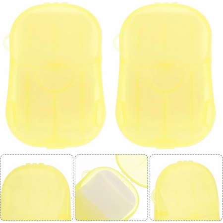 Mini Cutie de Sapun din Hartie, Flippy, de Unica Folosinta, Portabila, Potrivit pentru Calatorii, 20 foite, Galben [2]