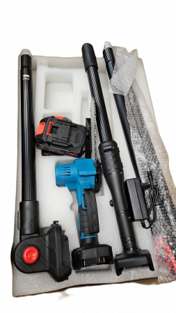 Mini-drujba cu maner telescopic pentru taiat la inaltime 2.4 m, 128 V, 2 acumulatori, 1 lama, 1 lant [2]