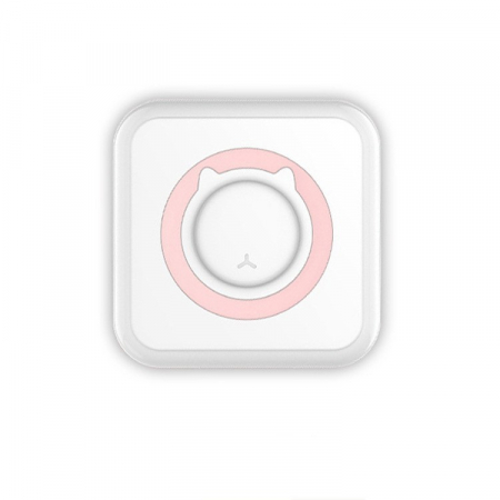 Mini Imprimanta Foto Portabila, Flippy, 5 Role de Hartie Termica, 5 Role Autocolante, 3 Role Colorate, Pixuri, Incarcare USB, Model Pisica, Alb Roz [4]