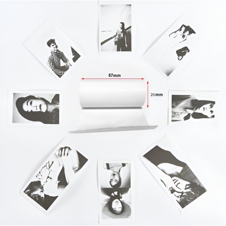 Mini Imprimanta Foto Portabila, Flippy, 5 Role de Hartie Termica, 5 Role Autocolante, 3 Role Colorate, Pixuri, Incarcare USB, Model Pisica, Alb Verde [2]