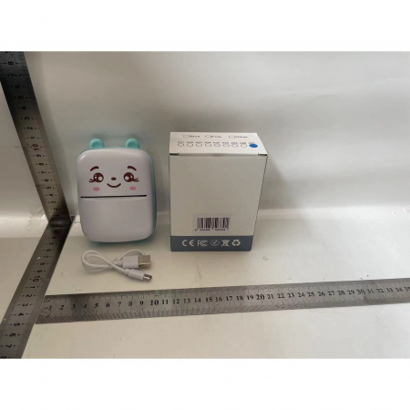 Mini Imprimanta Foto Portabila, Flippy, Incarcare USB, Bluetooth, Model Ursulet, 12 x 9 x 5 cm, Alb Albastru [1]