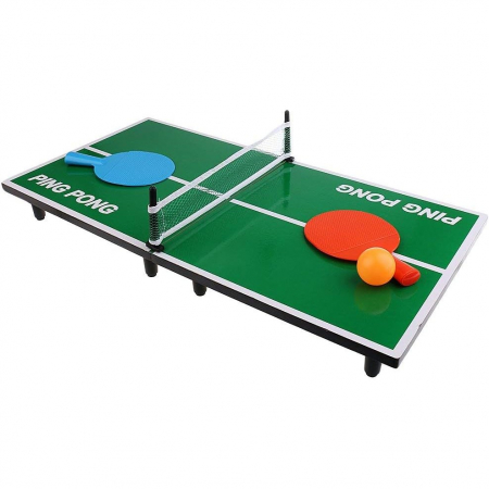 Mini Masa de Ping Pong Flippy, pentru interior, Material Lemn, 60 x 10 x 30 cm, 2 mingi, portabila, verde [3]