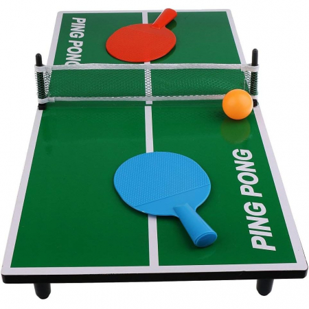 Mini Masa de Ping Pong Flippy, pentru interior, Material Lemn, 60 x 10 x 30 cm, 2 mingi, portabila, verde [4]
